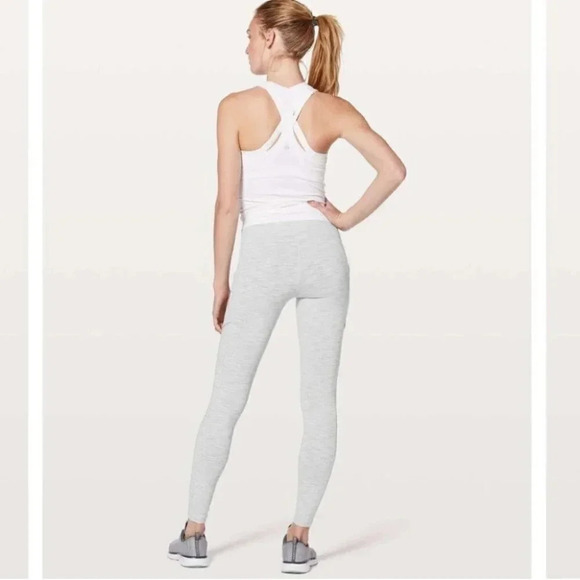 Lululemon Speed Up Tight 28" White Striped Leggings With Pockets Size 2 - Picture 1 of 7